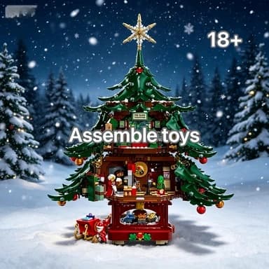 Bandai 41843 Claus Family 3171PCS Building Blocks Festive Decor Christmas Tree Ornament Kids Gift compatible with LEGO bricks