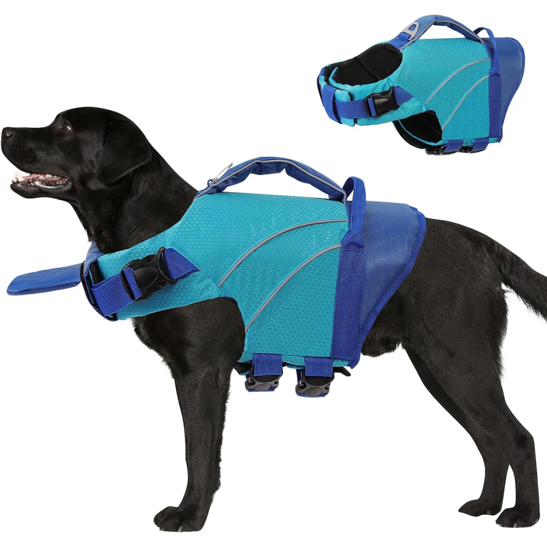 Nuovo Giubbotto Salvagente Riflettente di Lusso per Cani, Antistrappo, con Maniglia di Emergenza Robusta, Leggero, per Tutte le Stagioni
