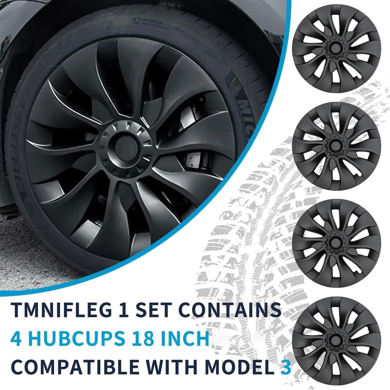 4 Copricerchi di Ricambio Performance per Tesla Model 3 da 18 Pollici, Accessori Copriruota Completi 2018-2023