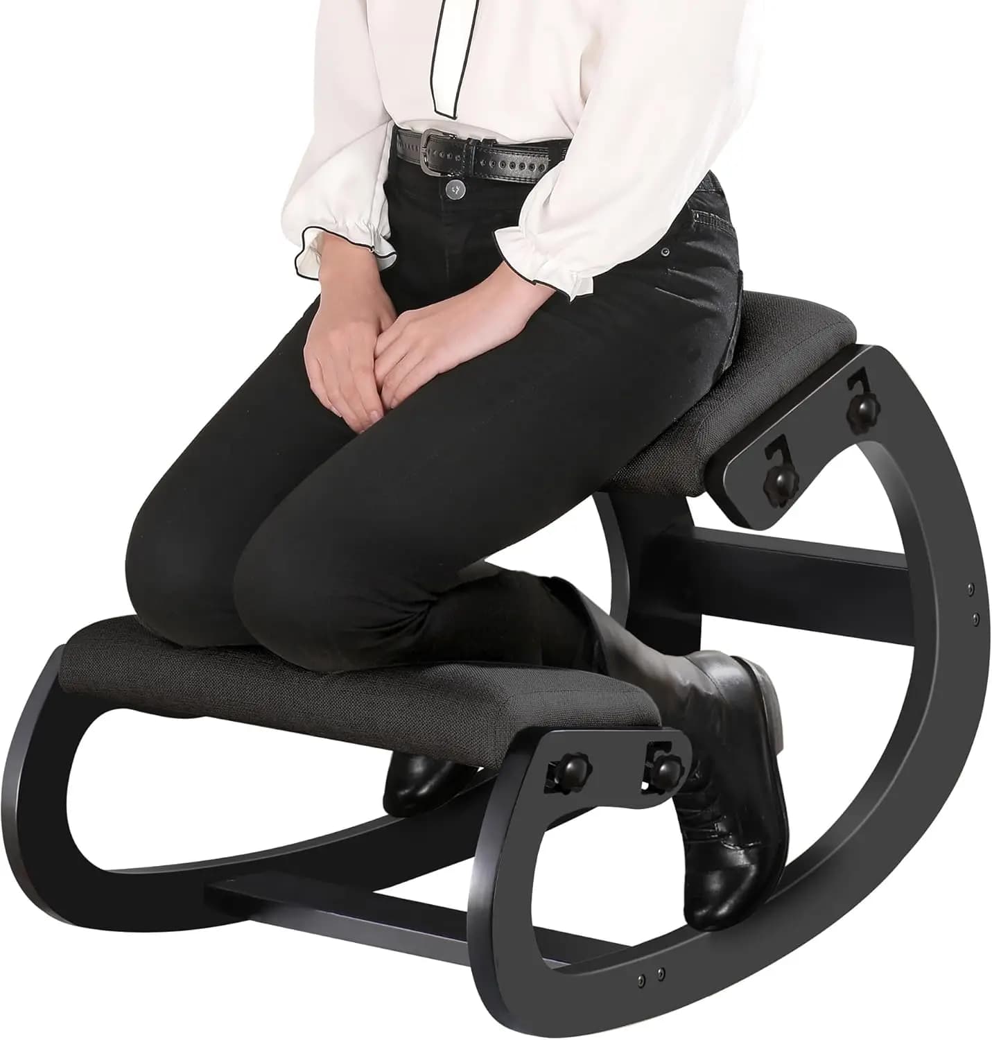 Sedia Ergonomica Regolabile per Posizione Inginocchiata - Sgabello Oscillante con Altezza Personalizzabile, Cuscini Spessi, Telaio in Legno Massello e Supporto per le Ginocchia