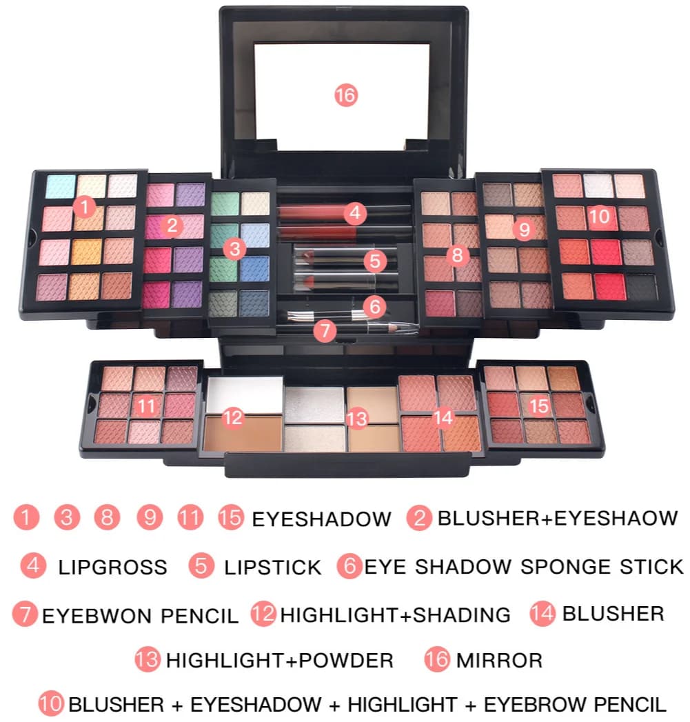 MISS ROSE All-in-one make-up kit for women Full set make-up gift set Lipstick contour Umbrella Brush Kit multipurpose box