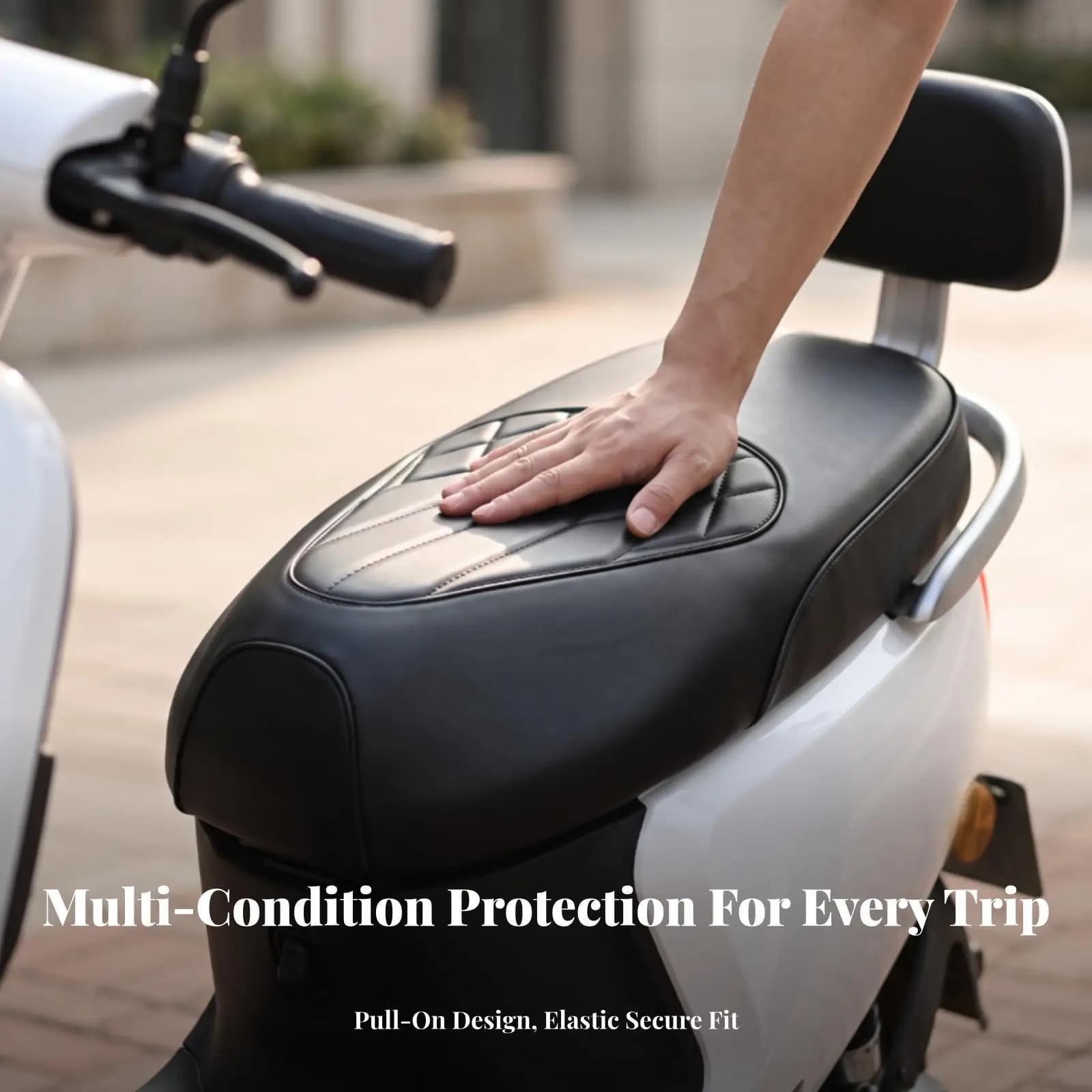 PU Leather Motorcycle Seat Cover Full Saddle Protector Diamond Stitch Waterproof Ergonomic Fit for Daily Riding