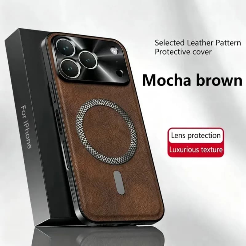 For iPhone 18 Pro Max 17e 16e 17 16 15 14 13 12 11 Pro Max Plus Case PU Leather Skin Magnetic for MagSafe Phone Back Cover Capa