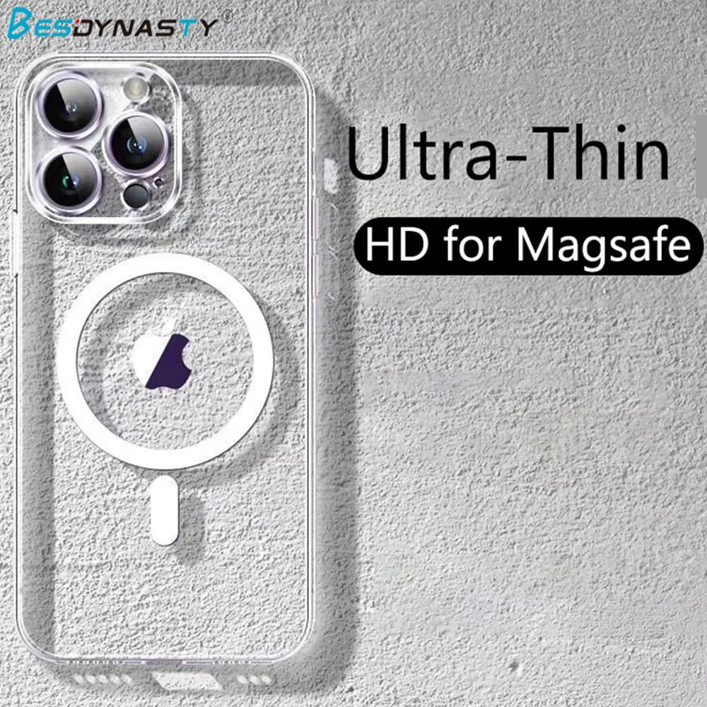Custodia ultrasottile HD trasparente per custodia di ricarica wireless Magsafe per iPhone 16 15 14 13 12 11 Pro Max Plus Cover sottile in plastica rigida magnetica