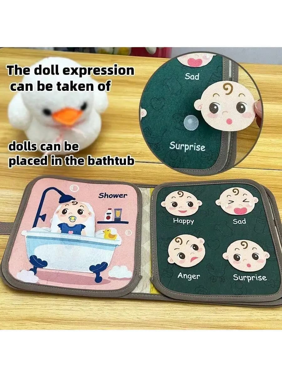 Libro occupato per bambini Montessori, giocattoli per l'apprendimento del libro di stoffa per bambini, 1 set di giocattoli per l'apprendimento del libro di stoffa per bambini, resistente allo strappo, giocattolo educativo, 6