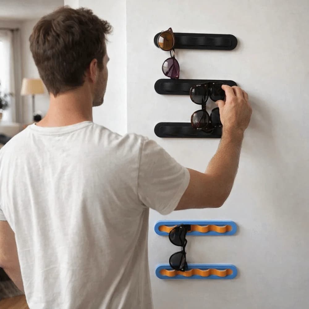 Espositore da Parete per Occhiali, Design Ondulato, Porta Occhiali in Plastica Salvaspazio, Scaffale per Occhiali da Sole, Organizzatore Domestico
