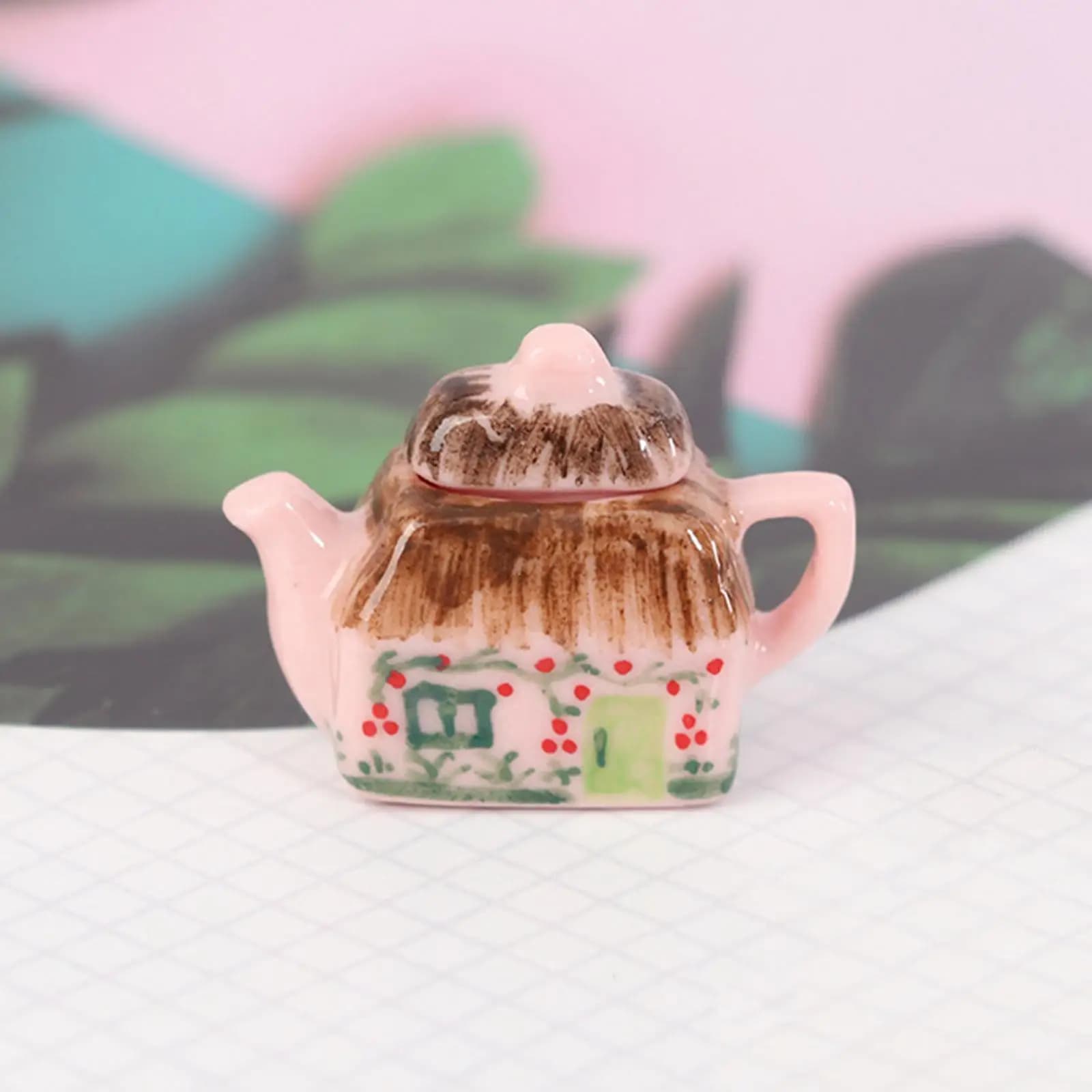1:12 Bollitore da tè Decorazioni in miniatura Giochi di imitazione Giocattolo Statua decorativa Mobili per casa delle bambole Teiera per casa delle bambole per il soggiorno di casa