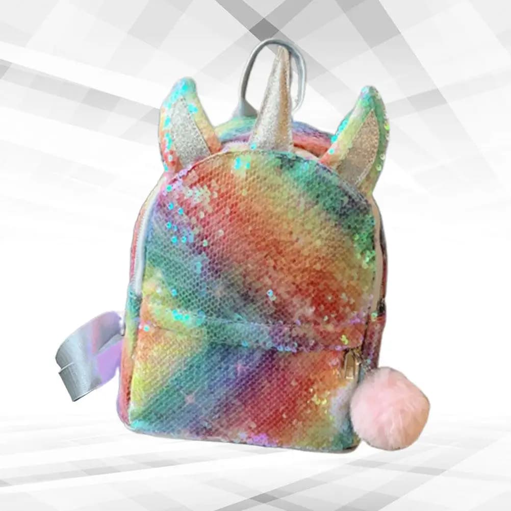 Zaino per bambini con unicorno, design con paillettes brillanti, borsa per libri scolastici, cinghie regolabili resistenti per ragazze, uso quotidiano, accessorio da viaggio