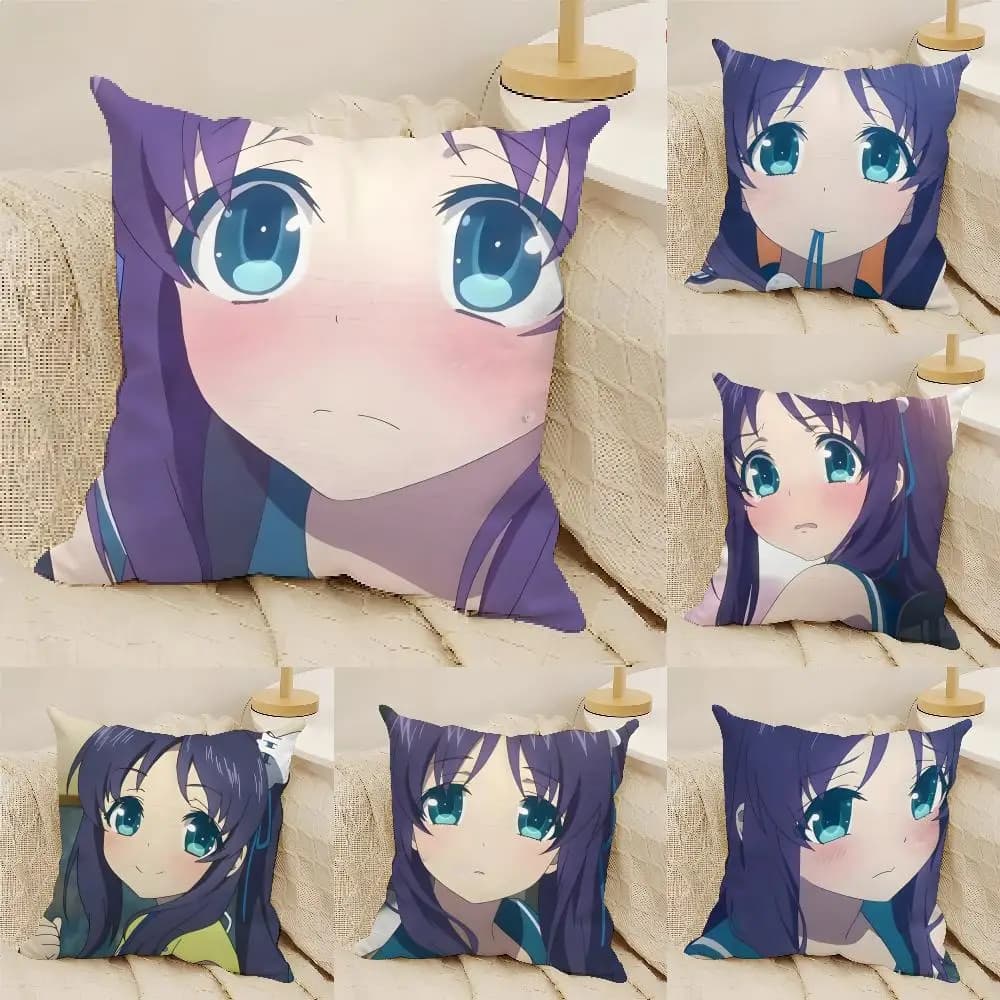 Nagi no Asu Kara Chisaki Hiradaira Federa per cuscino in lino naturale con stampa fronte-retro, decorazione per la casa, copricuscino