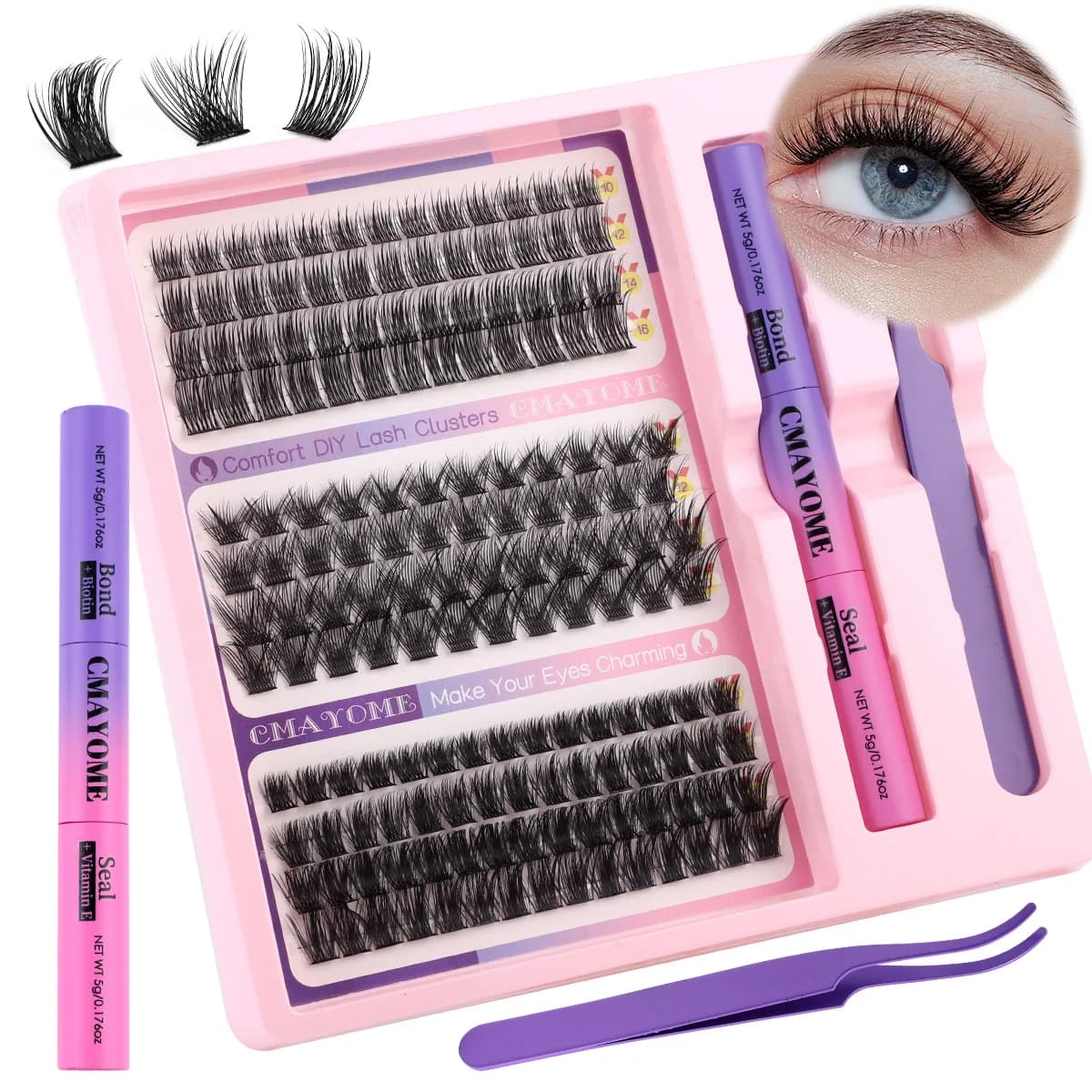 Fake eyelashes with single hood fai-da-te segmented eyelashes naturally thick and mixed 10-16 m
