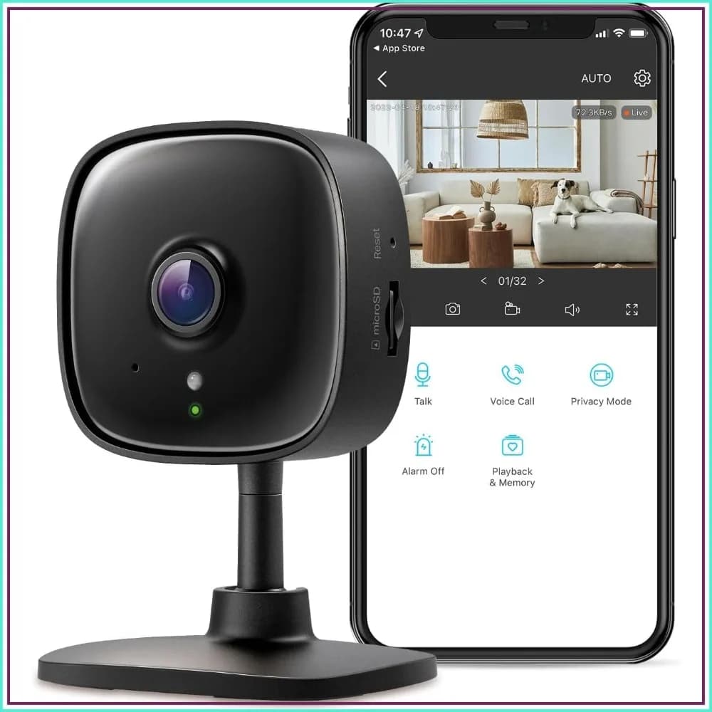 2K Indoor Wired Security Camera - Baby Monitor & Pet Camera, Person/Motion/Cry Detection, 2-Way Audio, Siren, Local Storage, Black