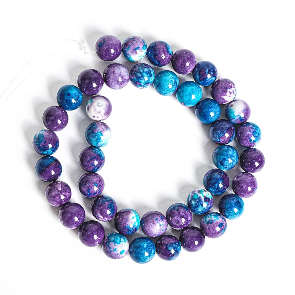 Perline rotonde in pietra arcobaleno viola-blu, sfuse, da 6/8/10/12 mm, per creazione fai da te di gioielli, braccialetti e distanziatori.