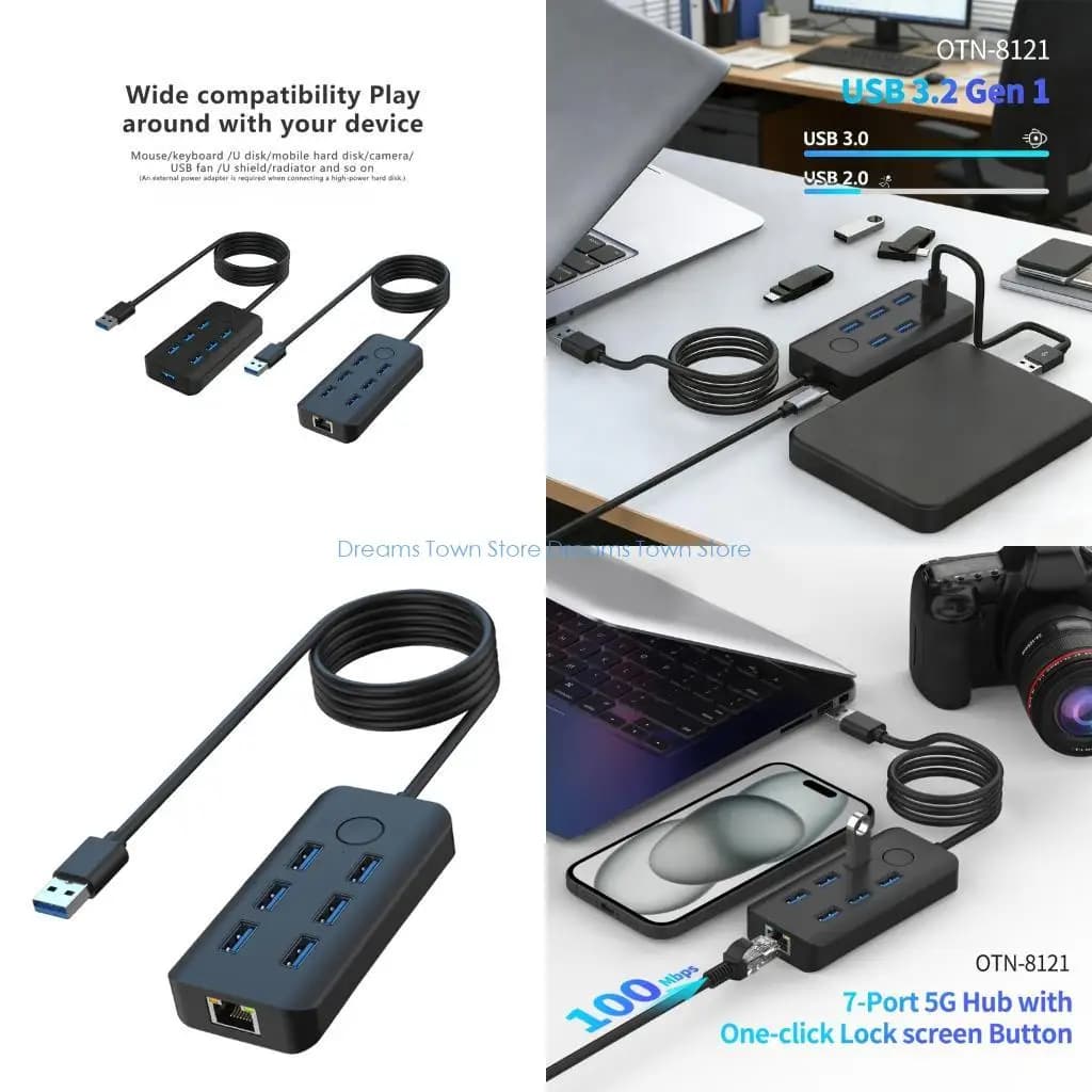 Dock estensione USB HX6A Splitter USB con blocco schermo istantaneo e supporto per dispositivi multipli Connessione