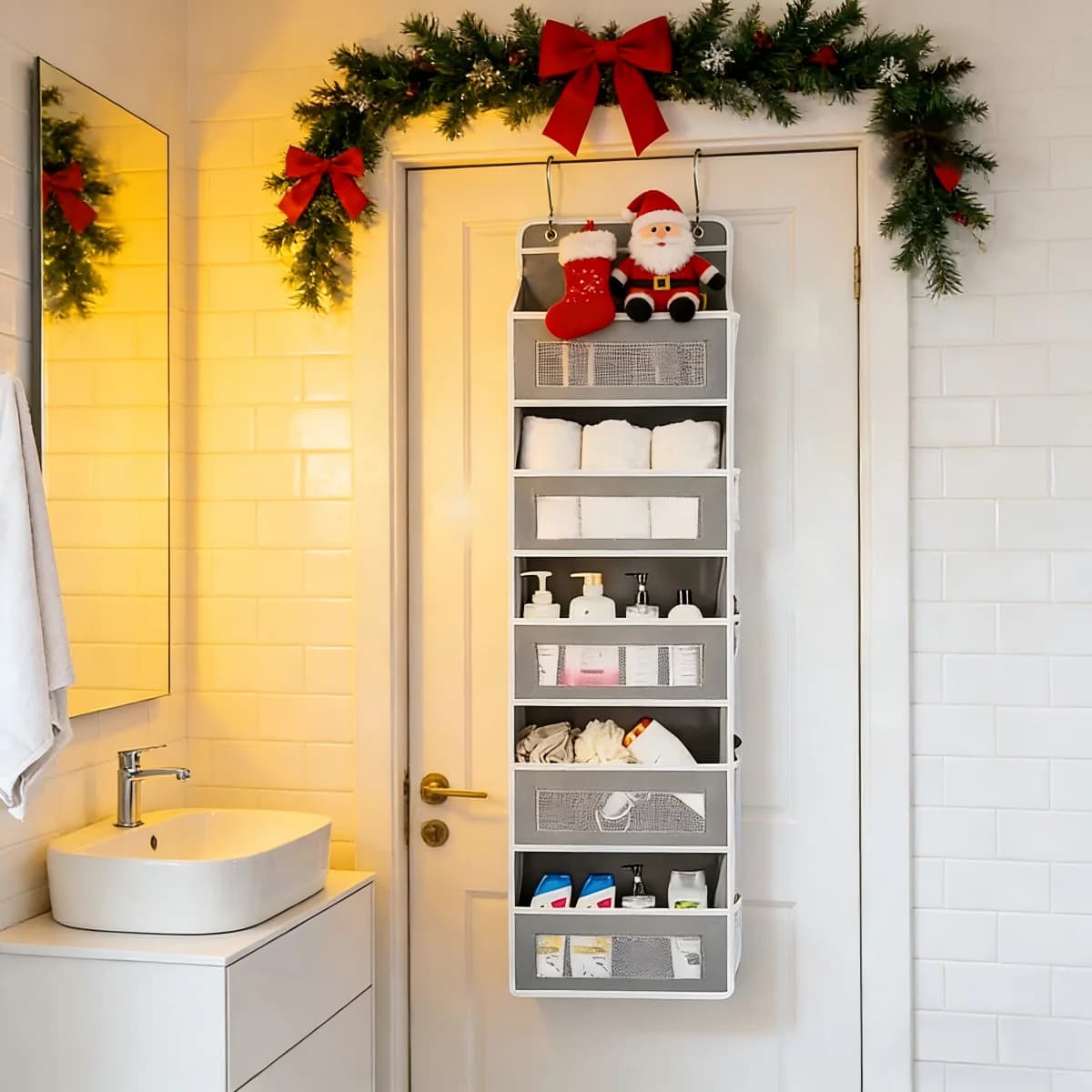 Organizer for Shoes 5 or 3 Shelves - Hanging Shoes Over the Door with Transparent Window - Nonwoven Fabric for Bedroom, Sleeping Room, Bathroom, Wall