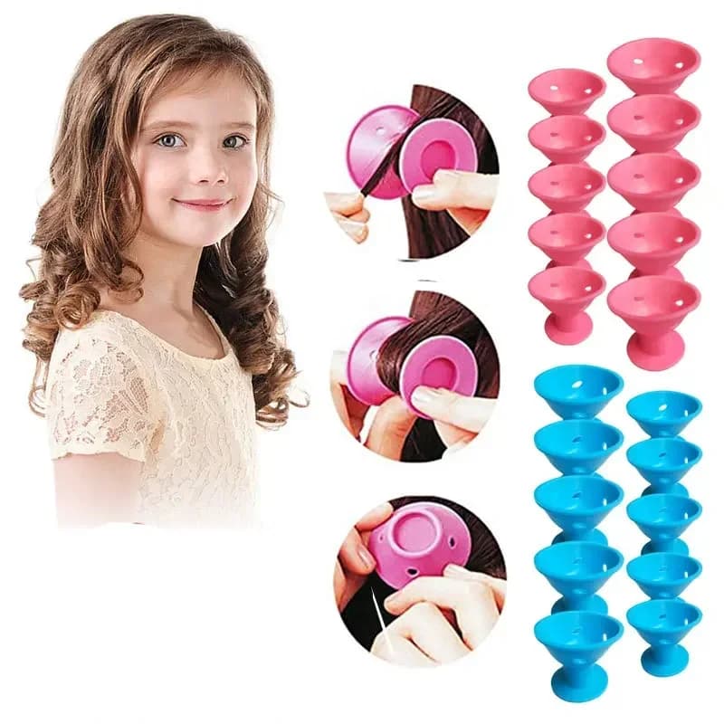 10 pieces soft rubber curlers silicone curlers without heat clip no wounded bigodini hairdresser tools for hair styling diy