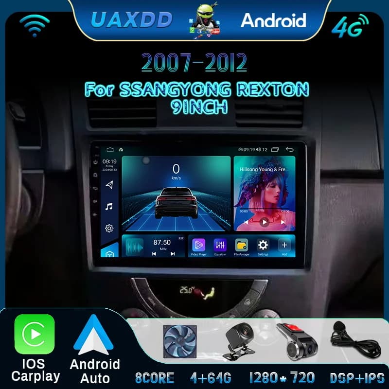 For SsangYong Rexton 2007-2012 Android Car Radio Multimedia Video Player GPS navigation HD scree AI Voice All In One frame 9inch