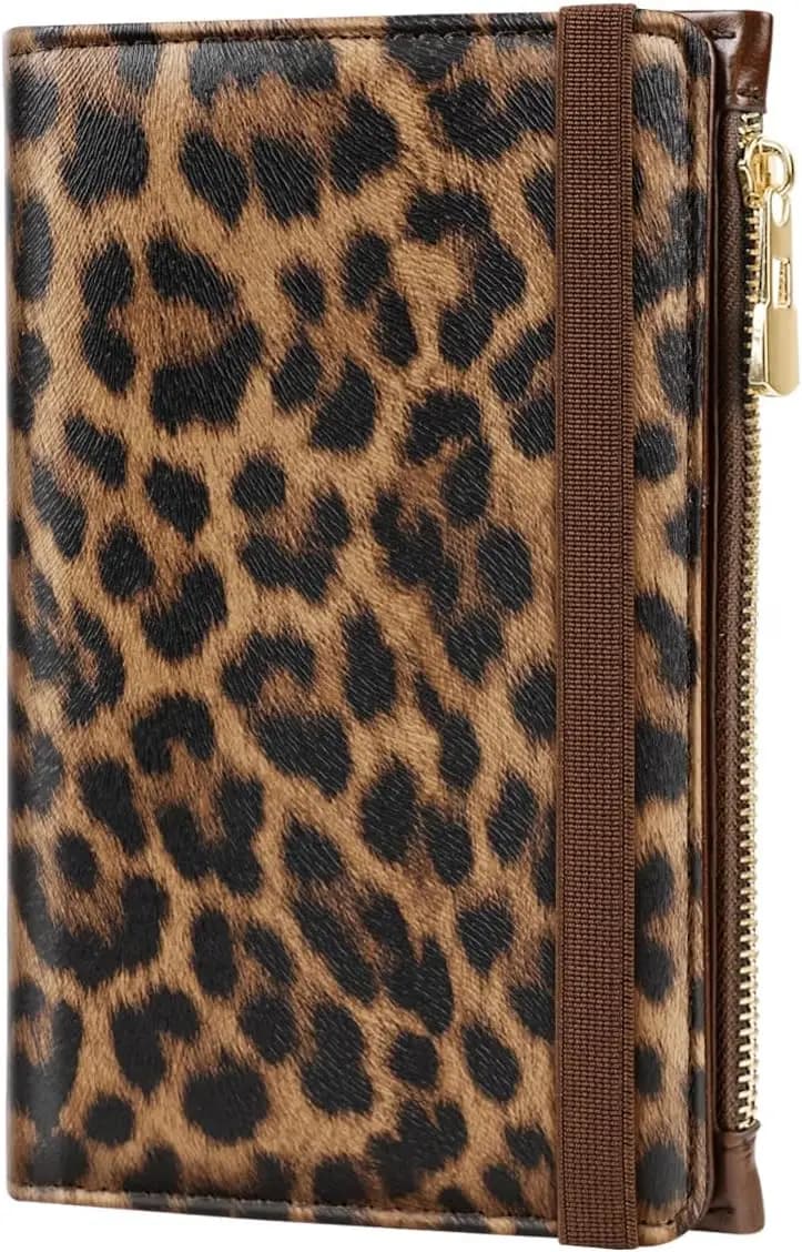 Porta Passaporto con Stampa Leopardata e Protezione RFID, Portamonete con Cerniera, Portafoglio da Viaggio per Donne, Organizzatore per Carte di Credito
