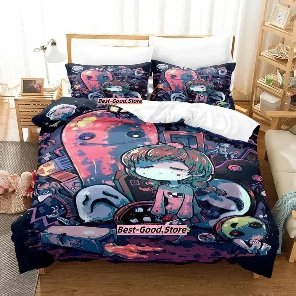 Nuovo Set di Biancheria da Letto Yume Nikki, Copripiumino Stampato, Set Completo con Federe, per Letto Matrimoniale, Queen o King Size