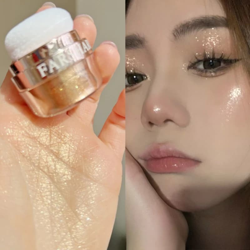 Evidenziatore per il corpo in polvere scintillante polvere luccicante per donna clavicola petto spalla decorazione trucco impermeabile per matrimoni