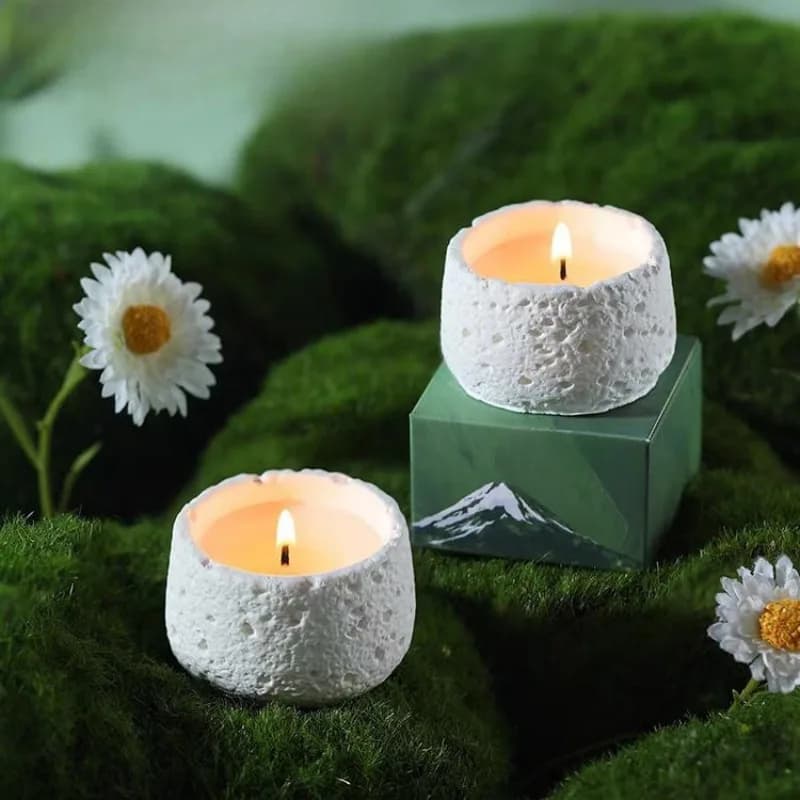 mini round storage box candle cup mold rock pattern silicone handicraft round plaster home decoration high-quality craft molds
