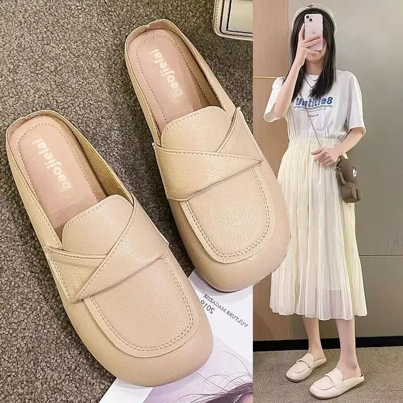 Casual Soft Bottom Flat Sandals Women's Outdoor Wear Summer New Style No Back Slip-On Shoes PVC Material Comfortable Home Sli...