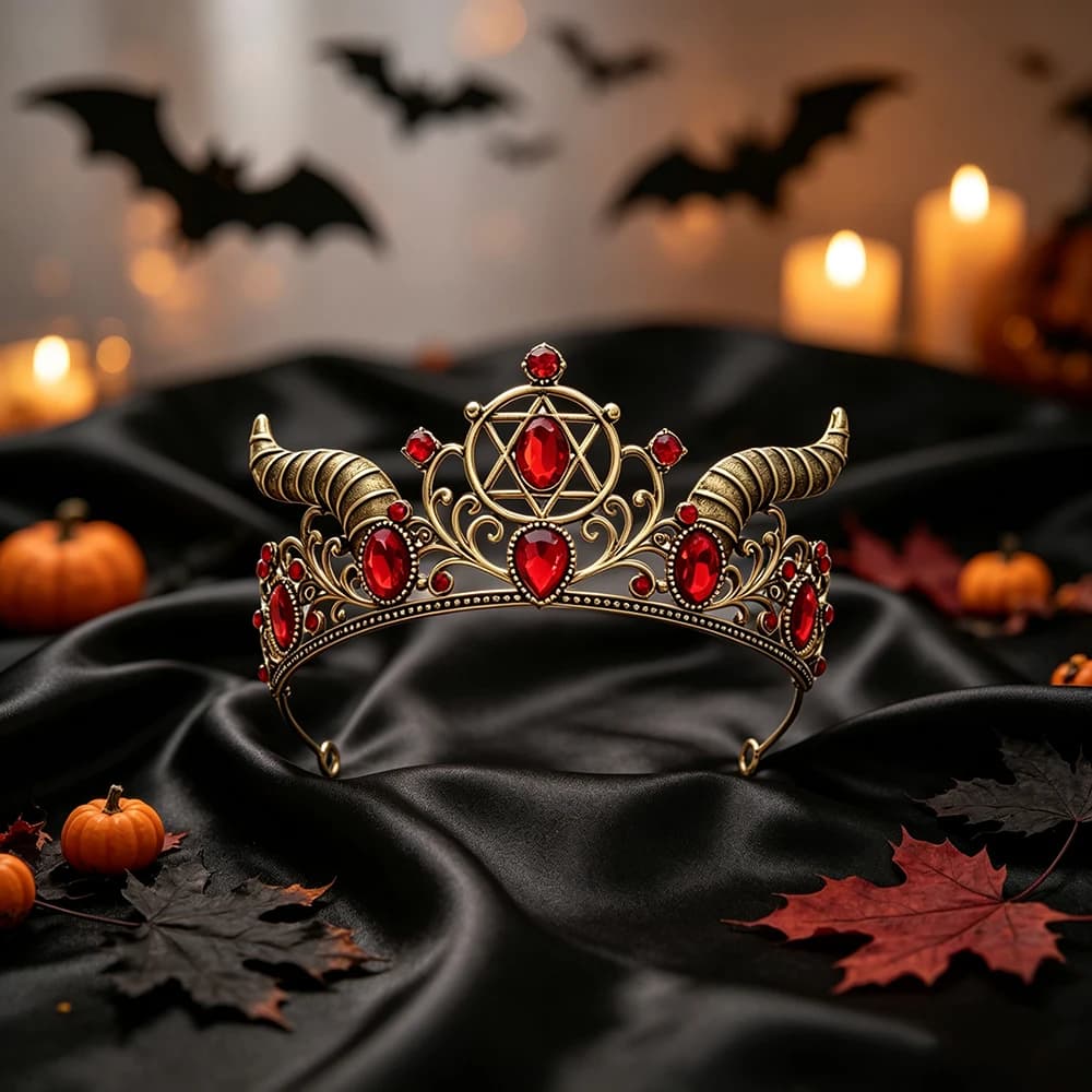 Punk style Halloween Devil's Corner Crown Retro Crown Hexagonal Star Gothic Makeup Ball Party COS Dress Up Headpiece