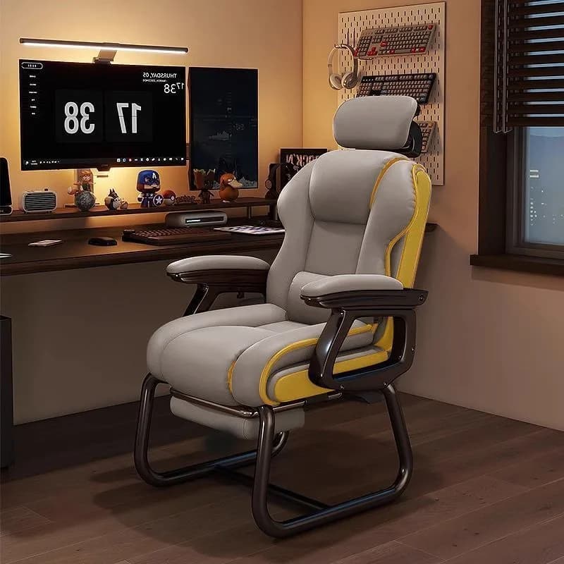 Sedia da Computer Bow, Comoda per Sedute Prolungate, con Poggiapiedi Fisso, per Casa, Studio e Gaming dei Bambini