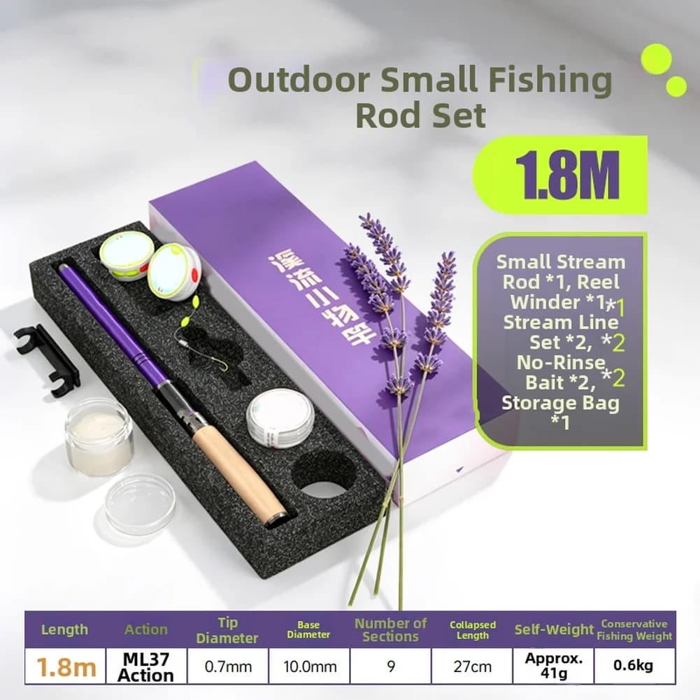 Set di canne da pesca telescopiche per bambini in fibra di carbonio leggera 2. Canna da Pesca Pieghevole 27cm con Punta Morbida 3/7 per Piccoli Fiumi