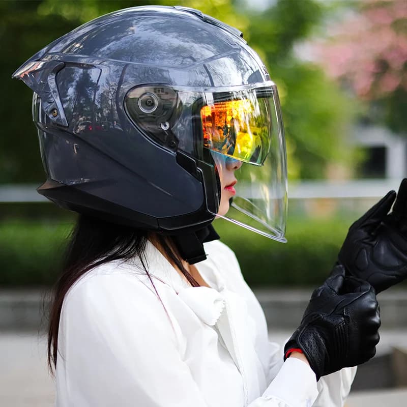 SOMAN Open Face Casco doppia visiera lente caschi moto accessori moto Scooter equitazione Casco Capacete DOT approvato