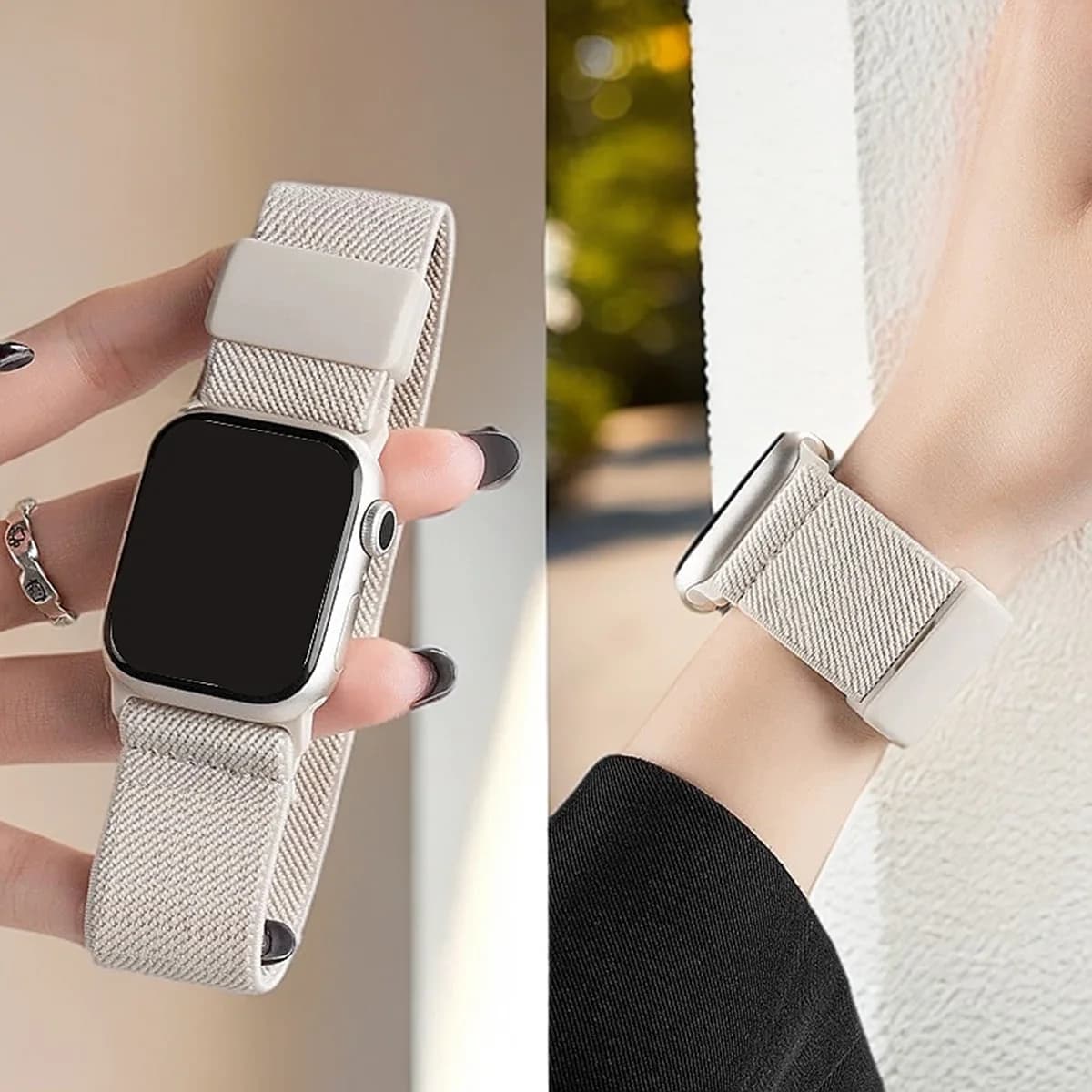 Cinturino Magnetico per Apple Watch 44mm 45mm 46mm 42mm 49mm 40mm 41mm 38mm, Cinturino Elastico in Nylon per Uomo e Donna, Compatibile con Iwatch Serie 10 9