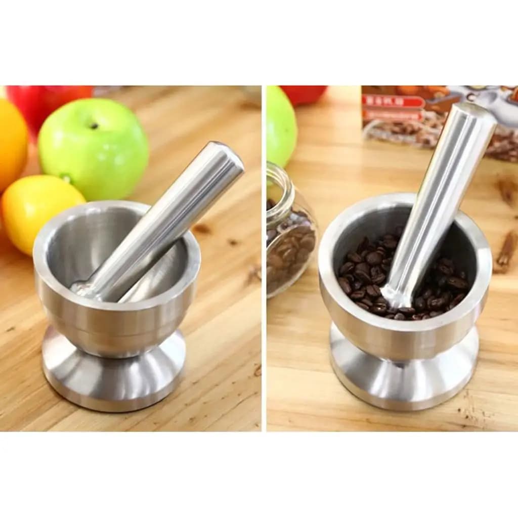 Set di pestelli per malta in acciaio inossidabile, strumento per spezie all'aglio, ciotola per macinare la medicina delle erbe