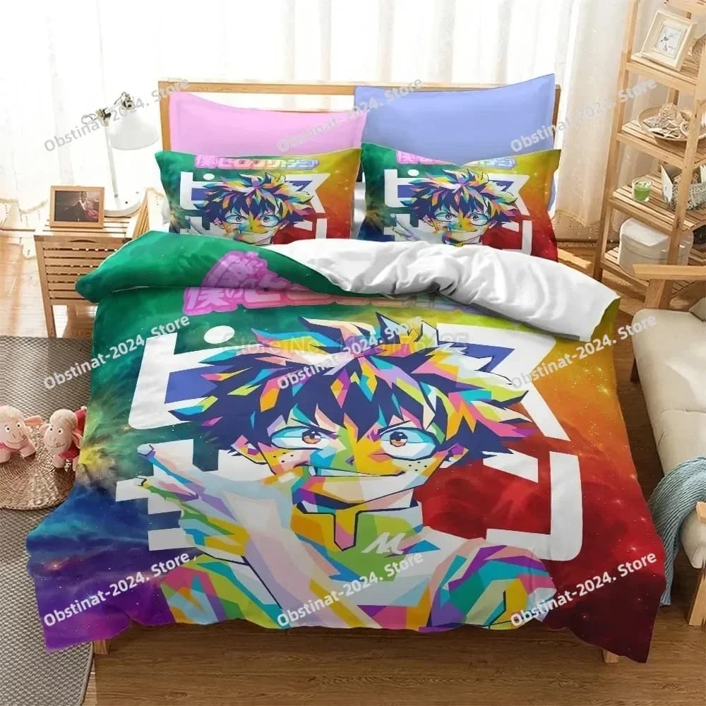 2024 3d My Hero Academia Boys Set anime bed linen Japanese Set printed bed with pillow Queen Super King Size