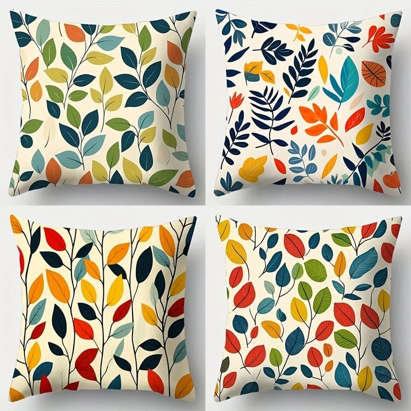 Colorful leaf pattern single-sided digital printing pillow cover Short plush Suitable rooms bedrooms sofas throw cushion cover