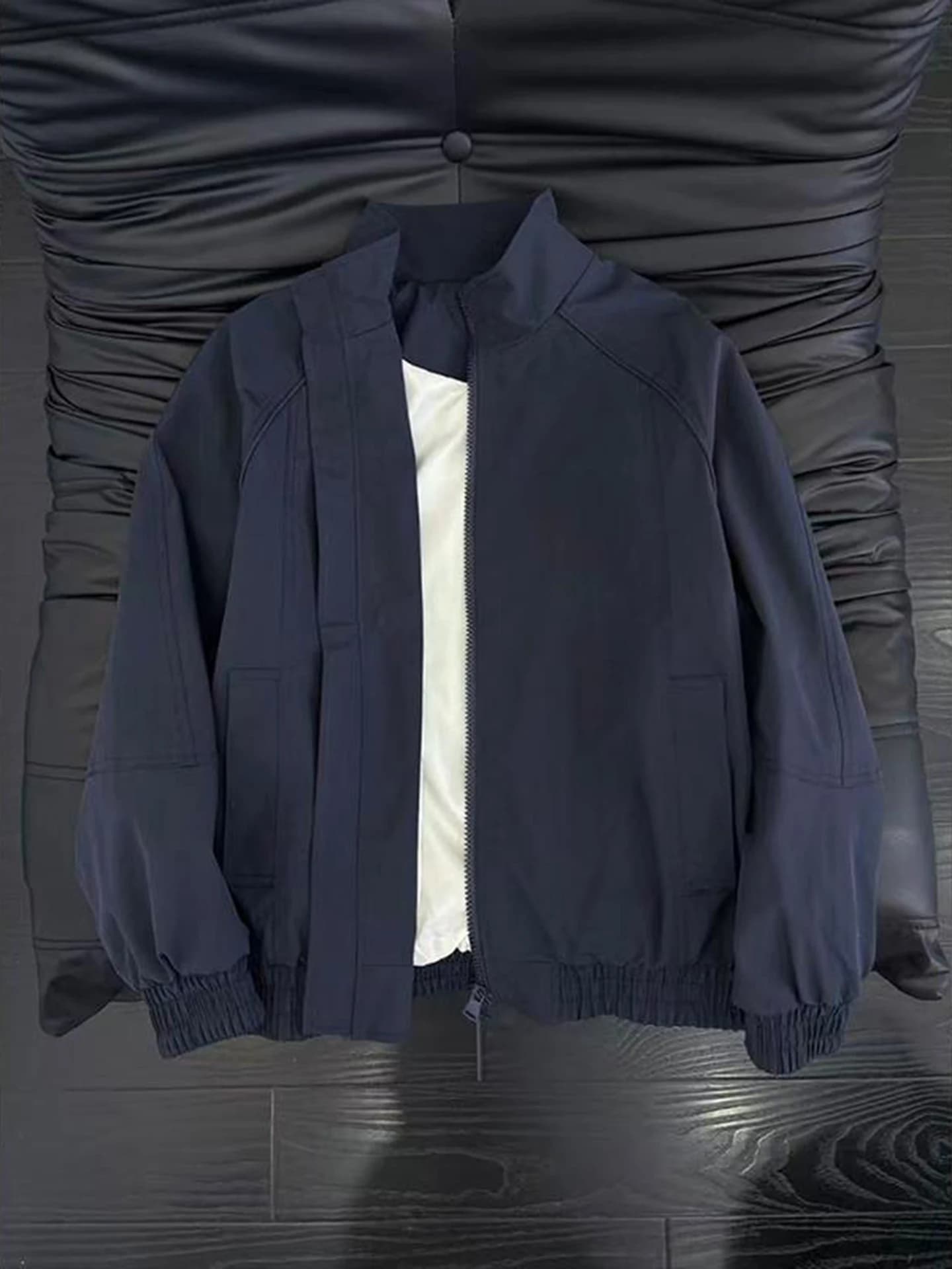 Giacca Corta Primaverile Stile Americano da Uomo, con Patchwork Deconstruito e Colletto Rialzato, Camicia Baseball Premium per Abbigliamento da Lavoro