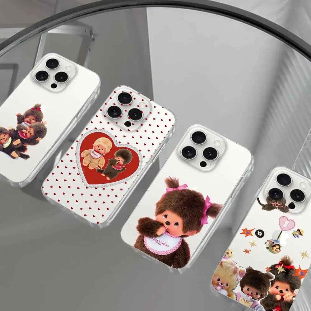 Simpatica custodia per telefono M-monchhichis trasparente per IPhone 17 16 15 14 13 11pro Max Plus X Xr Xs Max 12mini - Design della cover trasparente