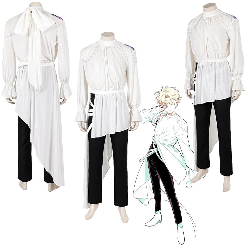 Luka Cosplay Alien Stage Costume Long Flare Sleeve Blouse Back Bow Black Pants Belt Halloween Carnival Dress Disguise Outfit