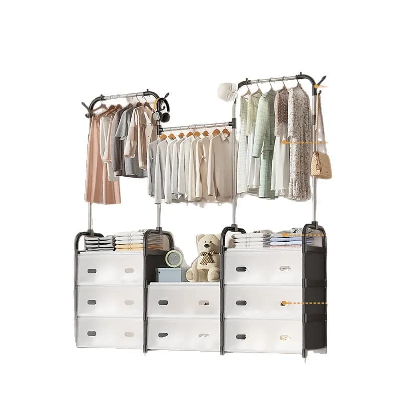 Movable Multifunctional Coat Rack Floor Hanger Clothing Store Dormitory Bedroom Hanging Clothes