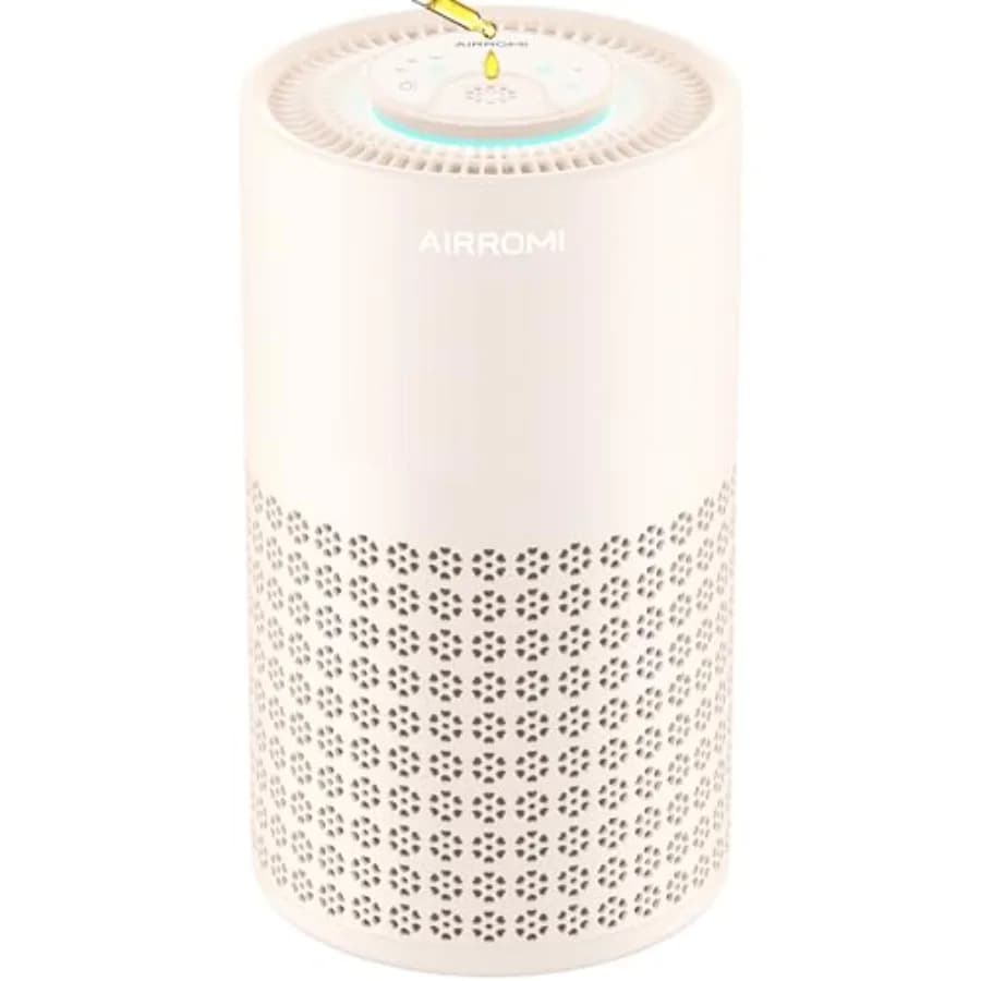 AIRROMI Purificatore d'Aria per Camera da Letto con A2001 Beige Crema, Filtrazione ad Alta Efficienza, Funzionamento Silenzioso, Ideale per Piccoli Spazi