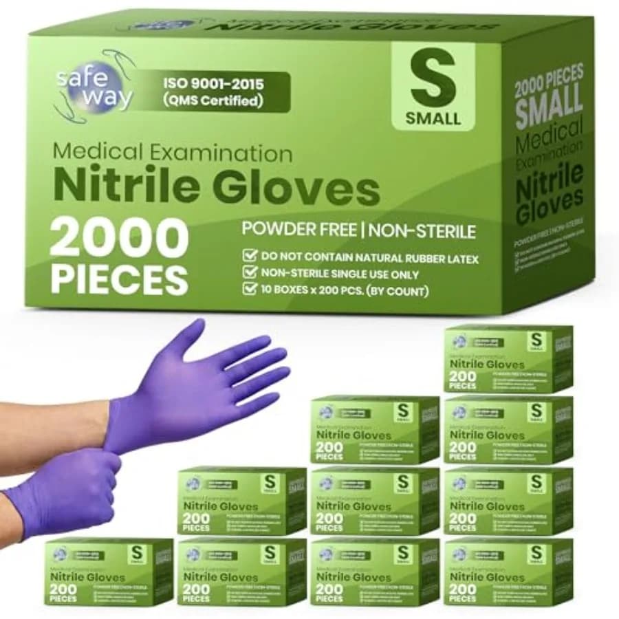 Guanti monouso in nitrile SAFEWAY USA, 2000 pezzi, 4 Mil - Multiuso, senza polvere e senza lattice, con punte delle dita testurizzate