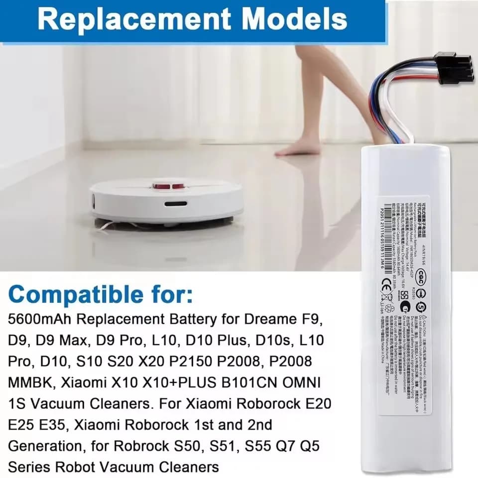 100% Original Battery for Dreame Robot Vacuum Mop Cleaner D9 F9 L10 L10 Pro 12800mAh Lithium-ion Battery Pack 4INR19/66-2