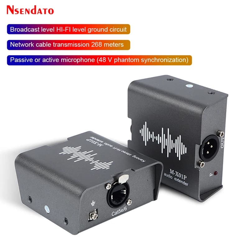 Extender Audio Passivo Stereo XLR su RJ45 Cat5/6 200M - Kit Trasmettitore e Ricevitore Audio XLR RJ45 per Mixer, Registratore, DVD, TV