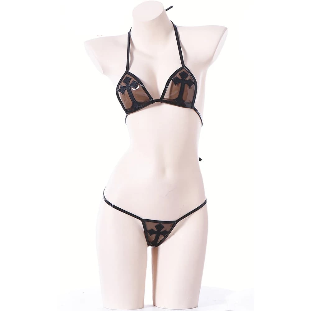 AniLV Nun Bikini Transparent Cross Underwear Set Sexy Lingerie Temptation Halloween Erotic Outfits Cosplay Costume