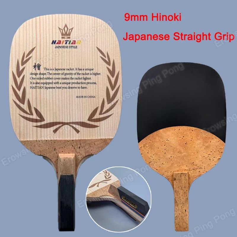 Haitian Hinoki Table Tennis Blade 9mm Solid Wood Ping Pong Paddle 50-Year Hinoki Japanese Straight Grip Table Tennis Racket