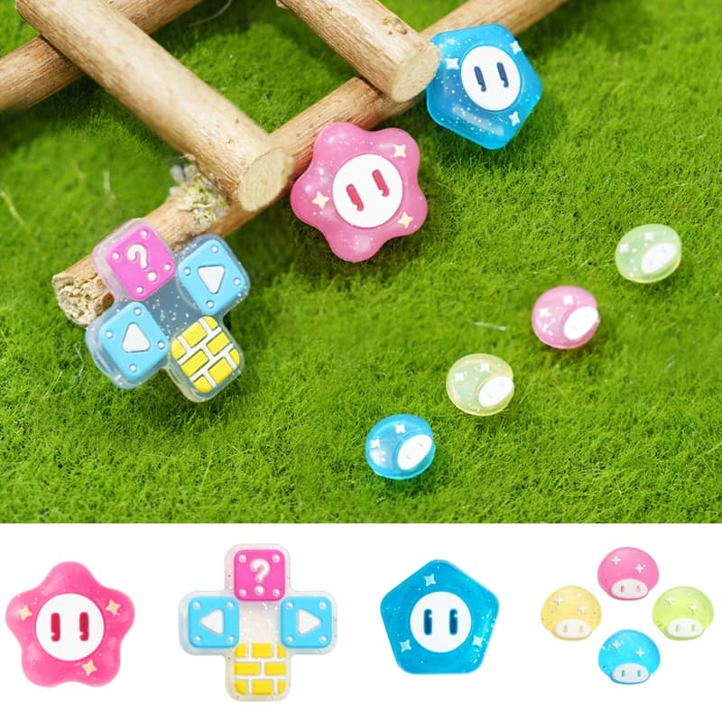 Mushroom Star Silicone Dpad Cross Button ABXY Key Sticker Skin Case For Switch 2/NS Oled NS2 Joy-con Thumb Stick Grip Cap Cover