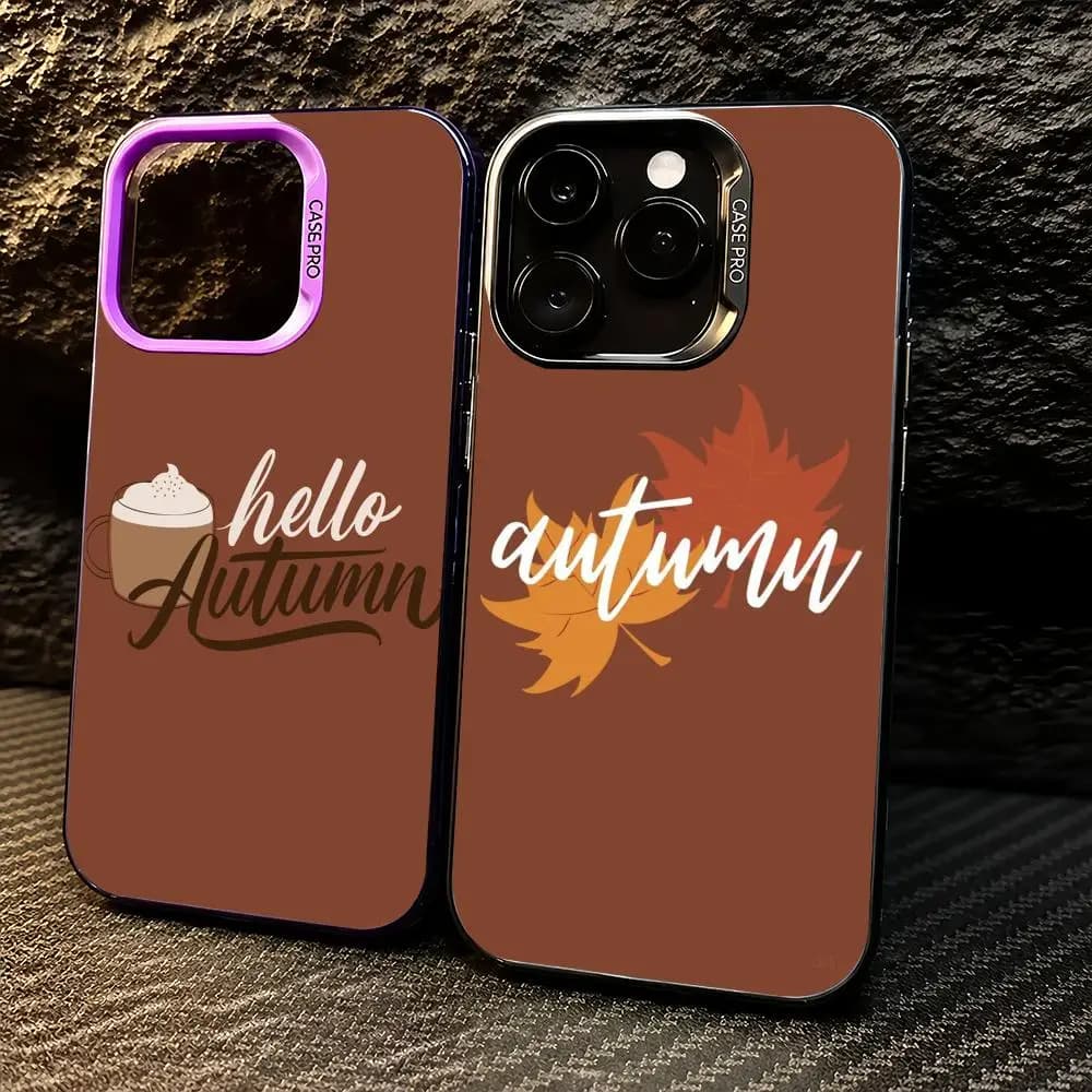 Hello Autumn Phone Case iPhone 11/12/13/14/15/16/17 Pro Max Color Gradient TPU Slim Shockproof Case
