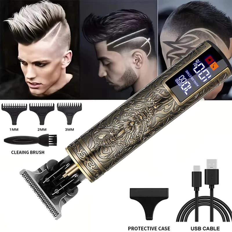 Tagliacapelli vintage da intaglio T9 Tagliacapelli professionale Tagliacapelli da barba ricaricabile USB Rasoio da barbiere portatile