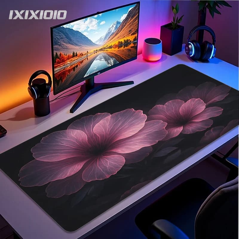 Purple Flower Mouse Pad Gaming XL Custom HD Mousepad XXL Playmat Mechanical Keyboard Pad Office Non-Slip Mouse Mats Mice Pad