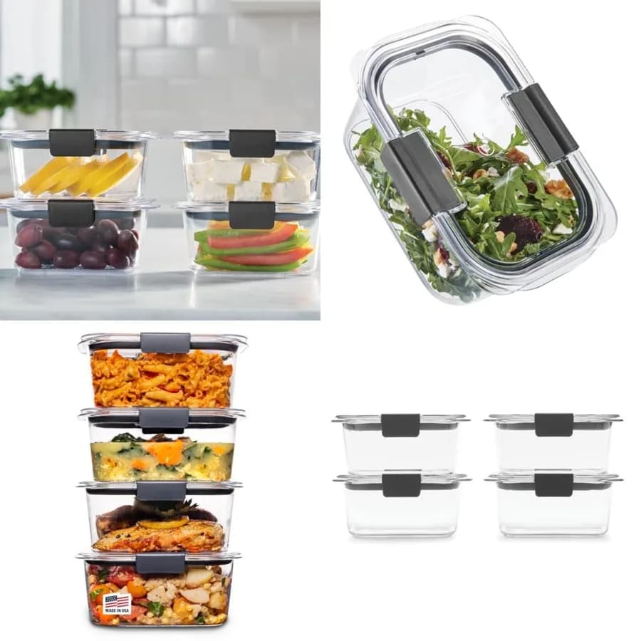 Contenitori Ermetici per Alimenti Brilliance Senza BPA con Coperchi, Set di 4 Ideali per Pranzo, Preparazione Pasti e Avanzi