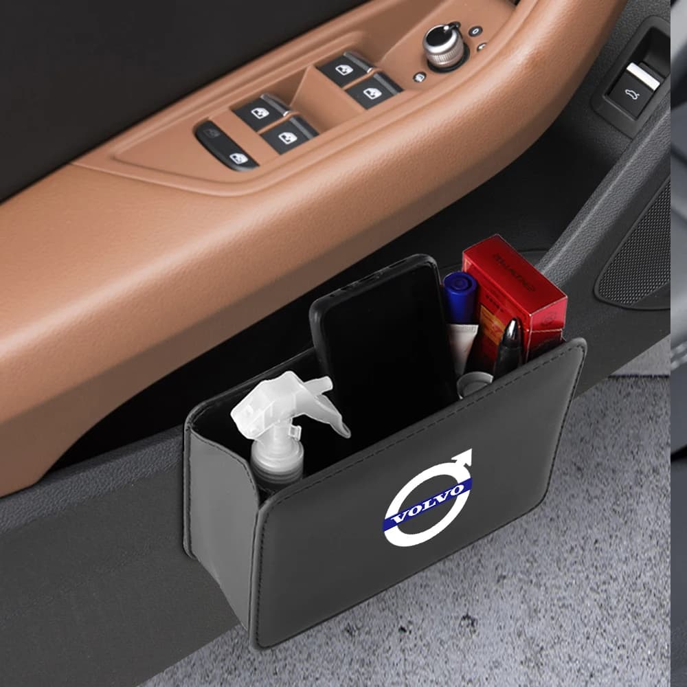 Porta auto Scatola di Immagazzinaggio In Pelle Auto Emblema Sedile Posteriore Cestino Per Volvo Rdesign XC60 V40 S60 V50 V60 C30 S40 XC40 S80 Accessori