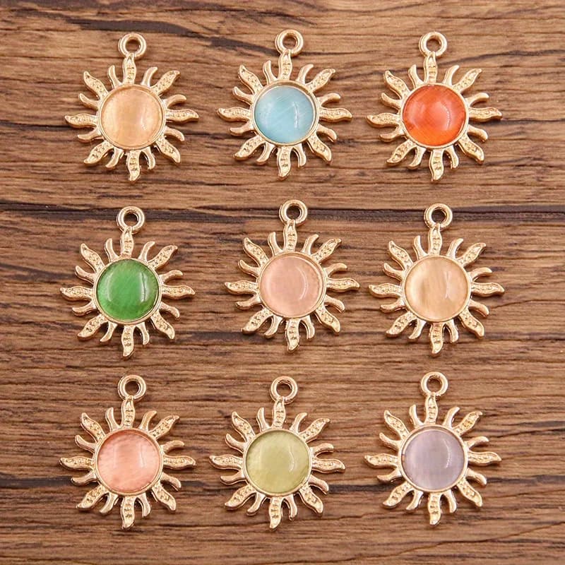 Ciondolo sole da 10 pezzi, gioielli fai da te-accessori per la creazione di gioielli placcati in argento per bracciali, collane e orecchini